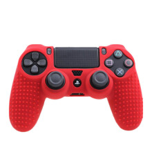 Griff Silikonhülle SLIM Gummihülle Kabellose Schutzhülle für PS4 PlayStation4 PS4PRO Weiche Gummihülle-Rot