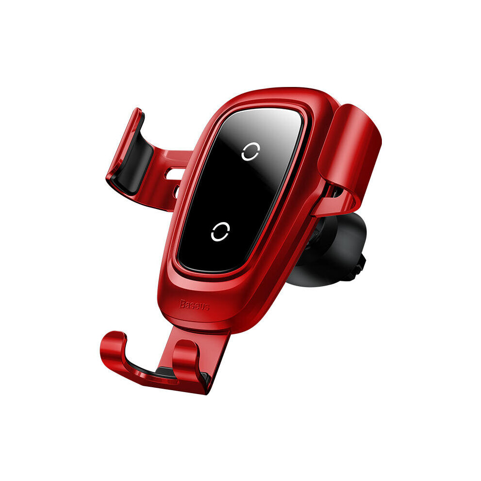 Metal Glass 10W Wireless Charger Fast Charging Gravity Linkage Automatical Lock Air Vent Car Phone Holder For 4.0 Inch - 6.5 Inch Smart Phone Colo Red 7082497867017