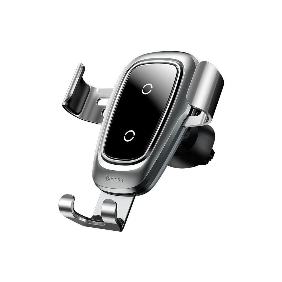 Metal Glass 10W Qi Wireless Charger Fast Charging Gravity Linkage Automatical Lock Air Vent Car Phone Holder For 4.0 Inch - 6.5 Inch Smart Phone Silve 7082497867000