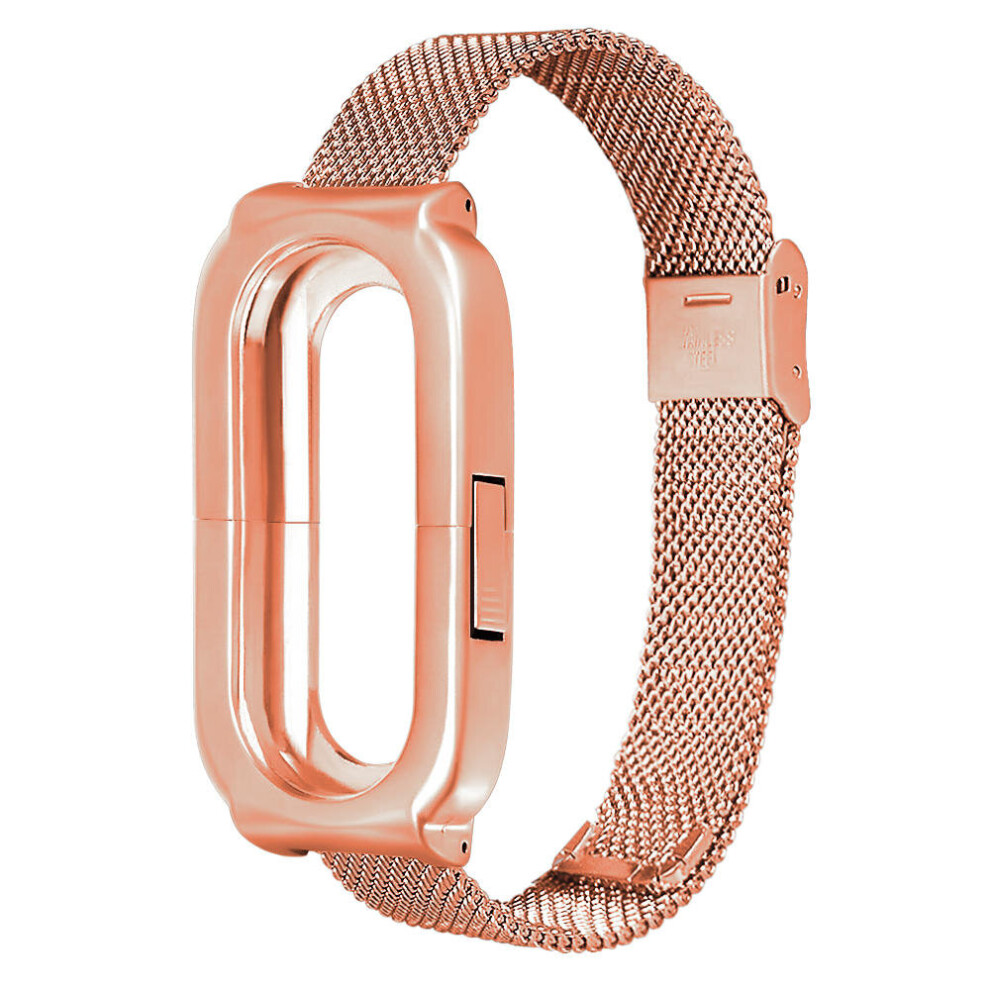Anti-Lost Design Mesh Stainless Steel Watch Band For Xiaomi Miband 3 Rosegold Color Multicoloured 7082497857636