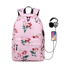 USB-Rucksack, Computertasche, lässig, für Schüler, Schultasche, wasserdicht, Reise-Schultasche, Rucksack, Pink