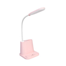 Desktop Student Touch-Einstellung LED Kleine Schreibtischlampe Augenschutz Lernlampe mit Stifthalter-Rosa