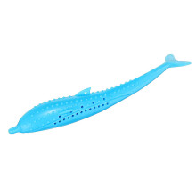 Fish Shape Cat Mint Toothbrush Pet Molar Stick Teeth Cleaning Silicone Toys Pet Toys BLUE COLOR