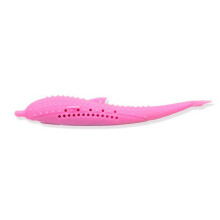 Fish Shape Cat Mint Toothbrush Pet Molar Stick Teeth Cleaning Silicone Toys Pet Toys PINK COLOR