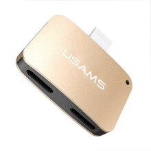 Metal Dual Ports Charging Adapter Earphone Jack Audio Converter for iPhone 6 7 8 X GOLD COLOR