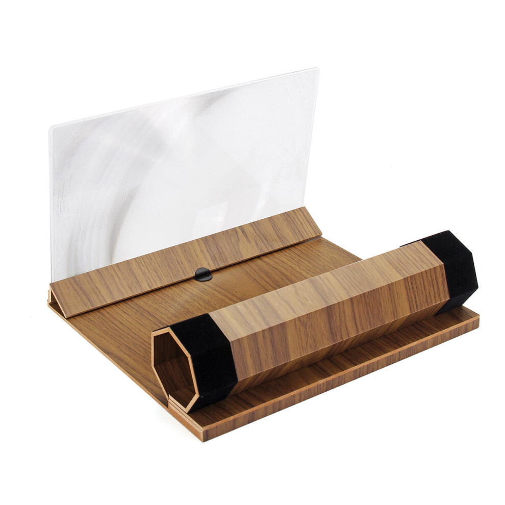 12" 3D Hd Rollable Wood Phone Screen Magnifier Video Movie Amplifier For Smart Phone Balck Color 7082497862333