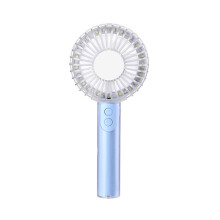 Multifunktionaler 4-in-1-Handyständer, Schminkspiegel, Fülllicht, Kristalllampe, Ventilator, Desktop-USB-Ventilator, Blau