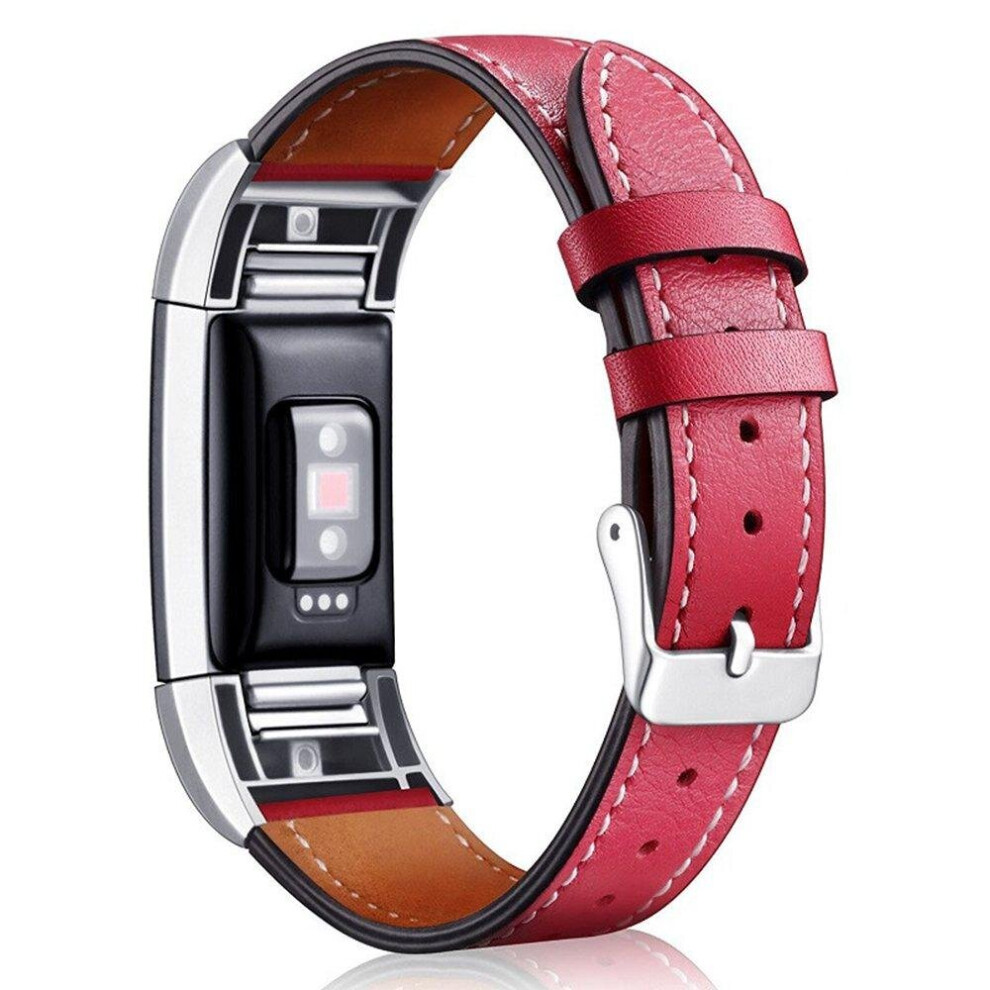 Replacement Leather Strap Watch Band For Smart Watch Fitbit Charge 2 Red Color Multicoloured 7082497857605