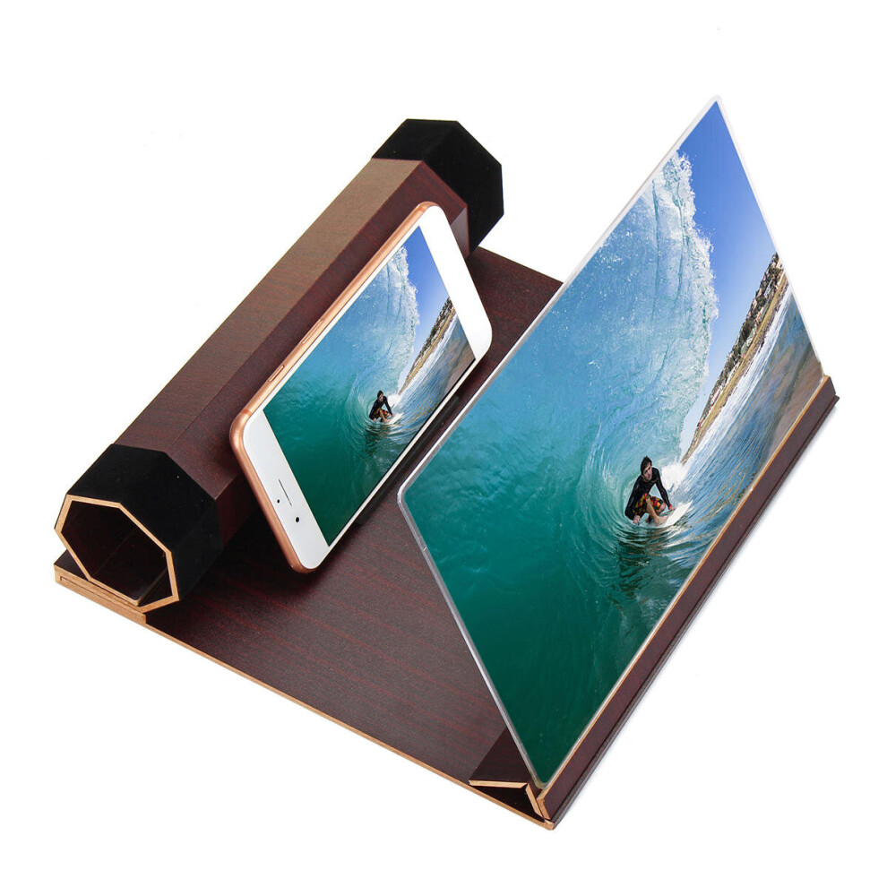 12" 3D Hd Rollable Wood Phone Screen Magnifier Video Movie Amplifier For Smart Phone Color Red 7082497862326