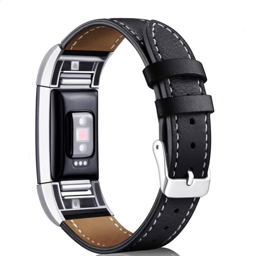 Replacement Leather Strap Watch Band For Smart Watch Fitbit Charge 2 Black Color Multicoloured 7082497857599