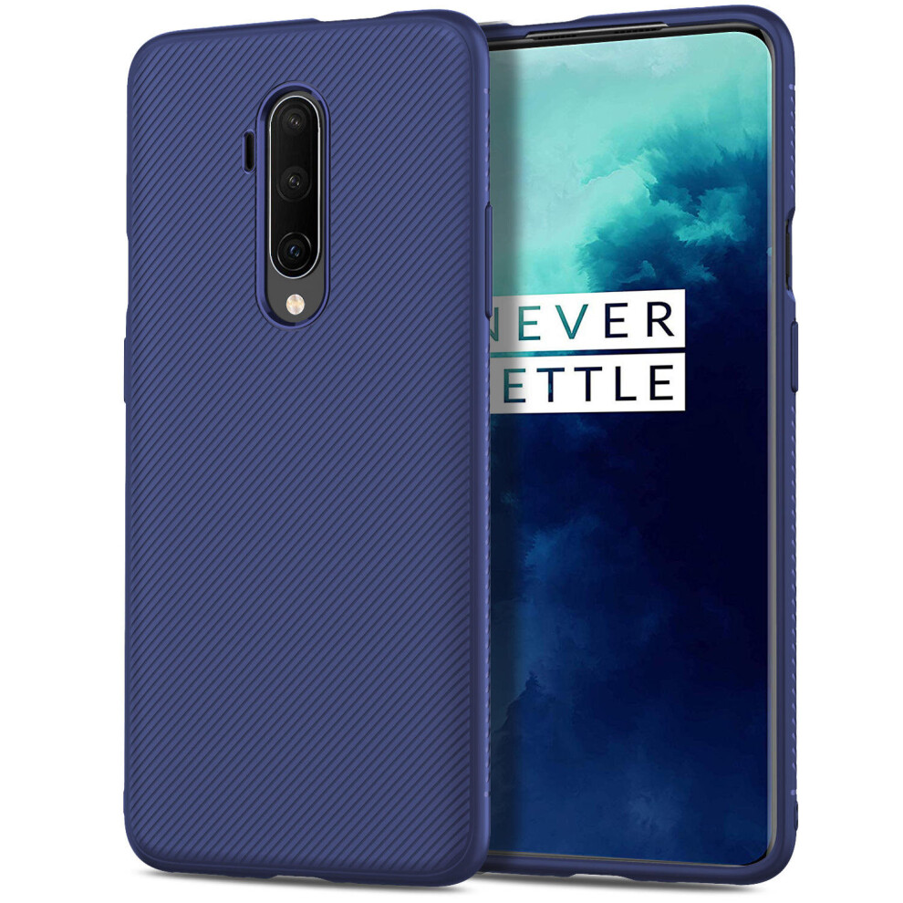 2Pcs For Oneplus 7T Pro Bakeey Carbon Fiber Texture Slim Soft Silicone Shockproof Protective Case Color Blue 7082497858176
