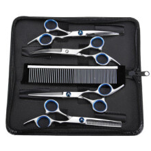 7Pcs / Lot Dog Cat Grooming Ψαλίδι Set Straight Curved Cutting Thinning Shears Kit Puppy Hair Trimmer Pet Beauty