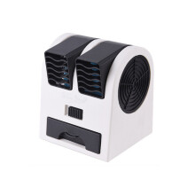 Kreativer Mini-Doppellochventilator ohne Blattkühlventilator Leiser Duft Tragbarer USB-Desktop-Kleinventilator-Schwarz