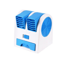 Kreativer Mini-Doppellochventilator ohne Blattkühlventilator Leiser Duft Tragbarer USB-Desktop-Kleinventilator-Blau