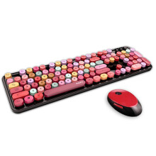 2.4G Wireless Keyboard and Mouse Waterproof Color Lipstick Mechanical Keyboard Office Suit for Girls