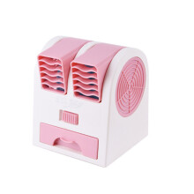 Kreativer Mini-Doppellochventilator ohne Blattkühlventilator Leiser Duft Tragbarer USB-Desktop-Kleinventilator-Rosa