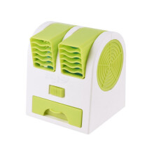 Kreativer Mini-Doppellochventilator ohne Blattkühlventilator Leiser Duft Tragbarer USB-Desktop-Kleinventilator-Grün