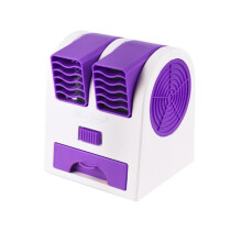 Kreativer Mini-Doppellochventilator ohne Blattkühlventilator Leiser Duft Tragbarer USB-Desktop-Kleinventilator-Lila