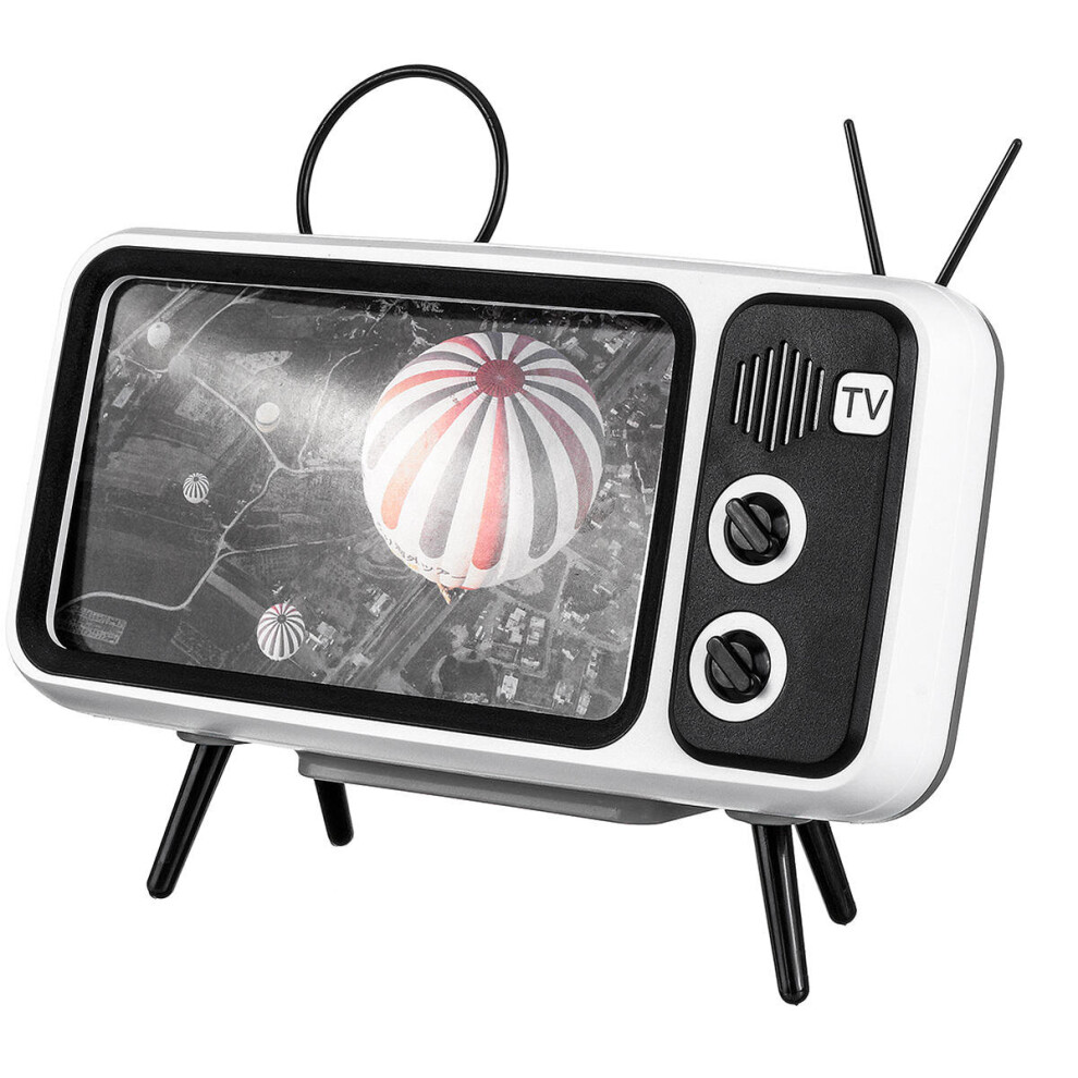 Mini Retro Tv Pattern Bluetooth Speaker Desktop Cell Phone Stand Holder Lazy Bracket For Mobile Phone Between 4.7 Inch To 5.5 Inch Color Black 7082497863149