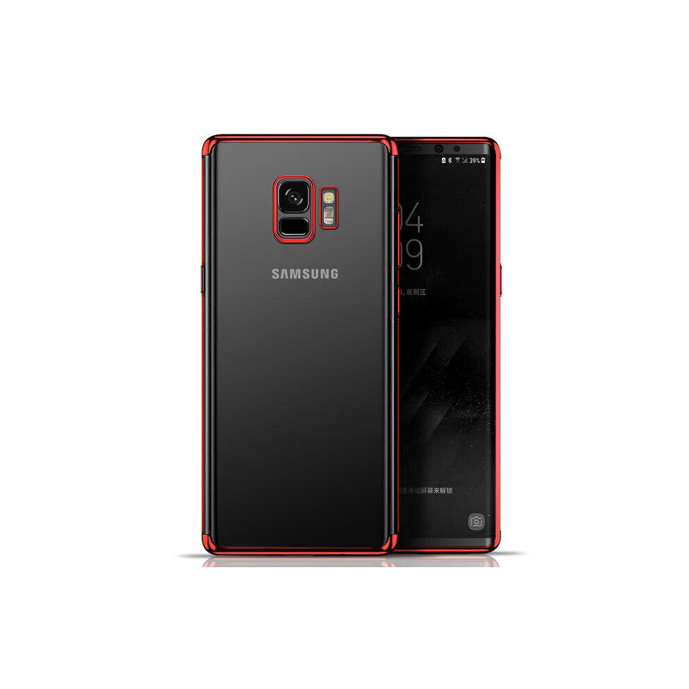 2Pcs Plating Clear Transparent Soft Tpu Case For Samsung Galaxy S9 Color Red 7082497861848