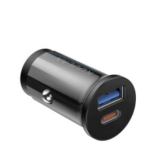 48W QC4.0 PD3.0 Dual Output Smart Mini Car Charger for Samsung S10 9 Xiaomi Redmi Note8 for iPhone Mobile Phone BLACK COLOR