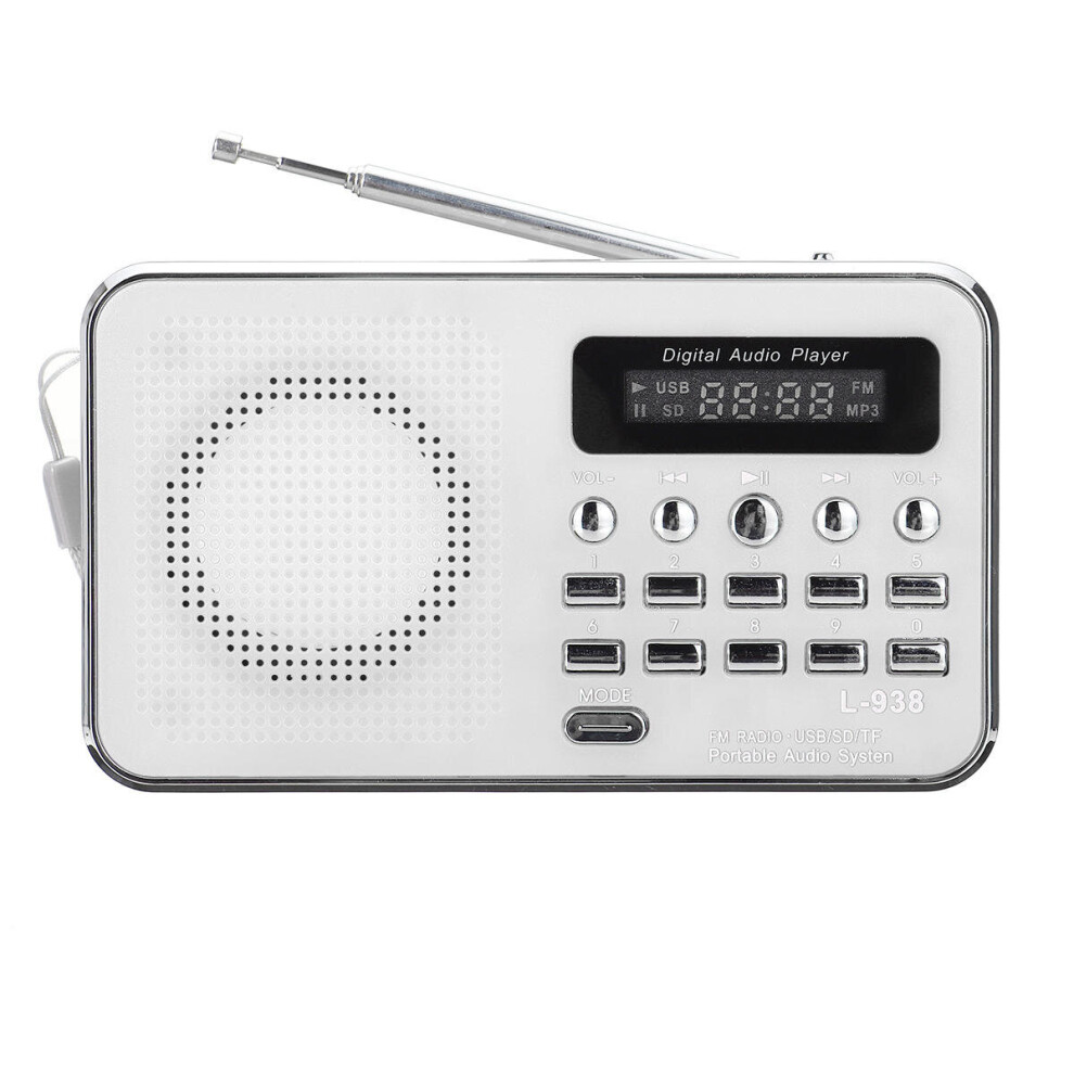 Portable Fm 87.5-108Mhz 4.2V 4Ω Radio Tf Sd Card Aux Loop Play Speaker Mp3 Music Player White 4151093671748