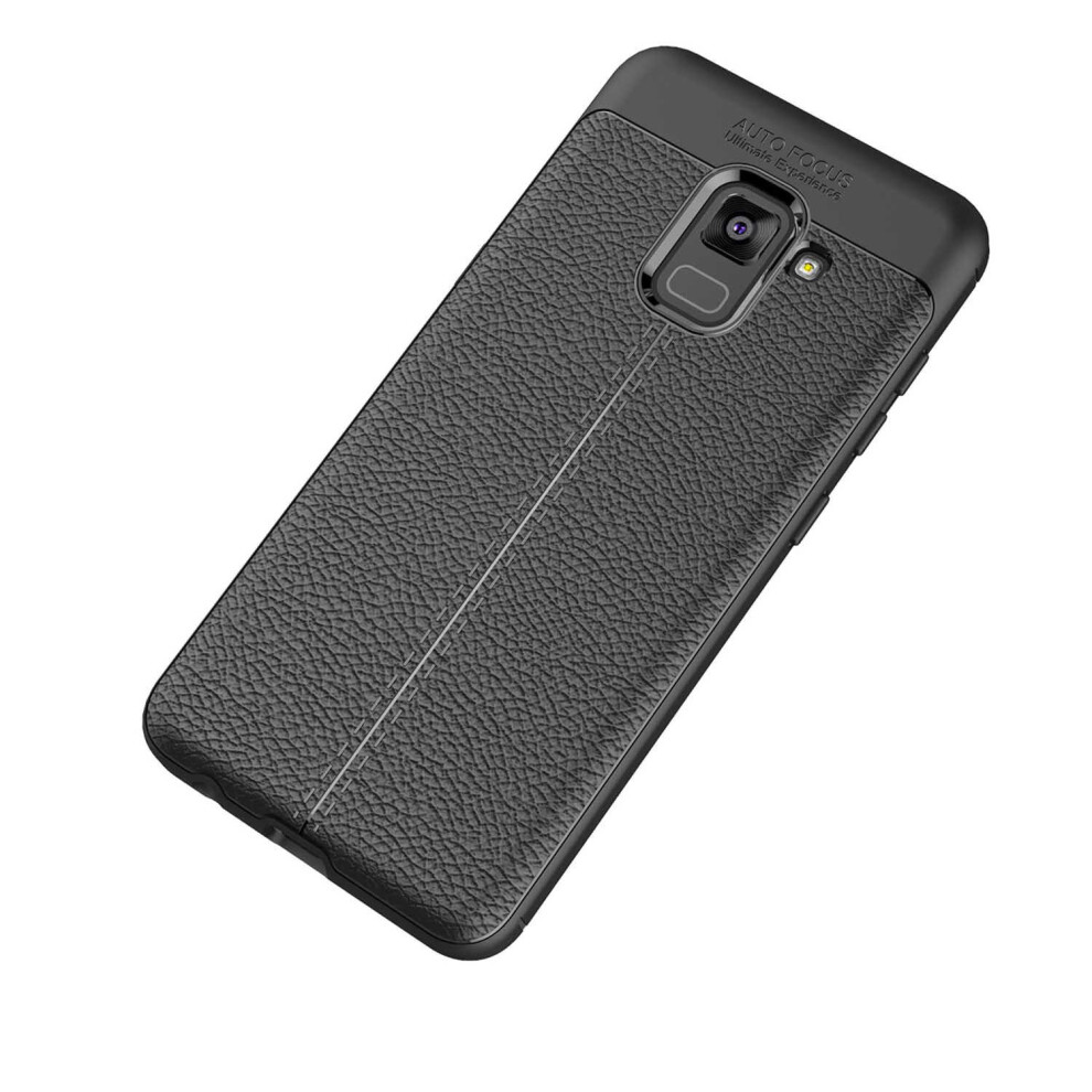 Anti Fingerprint Soft Tpu Litchi Leather Case For Samsung Galaxy A8 2018 Color Black 7082497850699