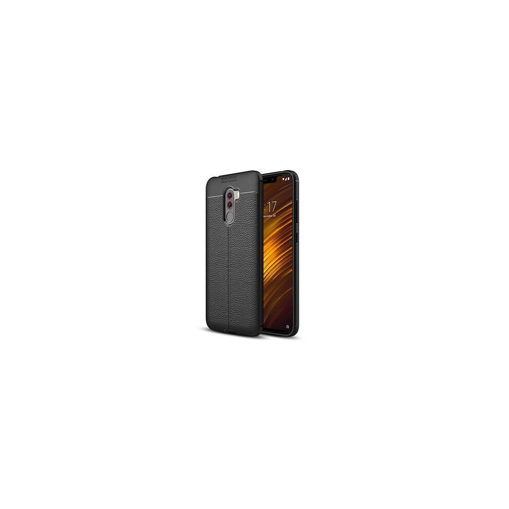 2 Pcs Litchi Pattern Shockproof Soft Tpu Back Cover Protective Case For Xiaomi Pocophone F1 Color Black 7082497853744