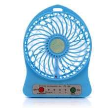 Mini 18650 wiederaufladbarer USB-Handventilator, 3 Geschwindigkeitsmodi für Schreibtisch/Tisch, Blau