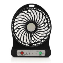 Mini 18650 wiederaufladbarer USB-Handventilator, 3 Geschwindigkeitsmodi für Schreibtisch/Tisch, Schwarz