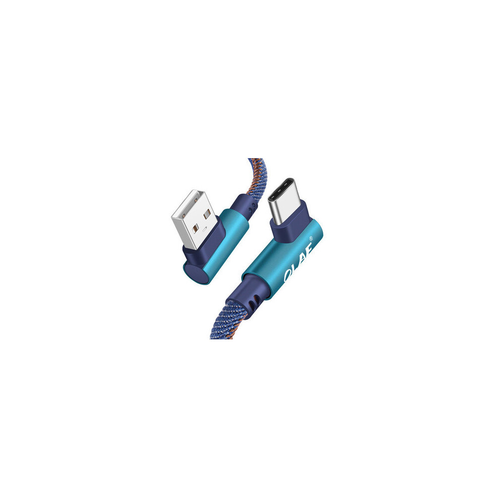 2Pcs 2.4A Type C 90 Degree Elbow Fast Charging Denim Braided Data Cable For Xiaomi Mi9 Mi8 Huawei P30 P20 S9 S10 Note Color Blue 7082497856486