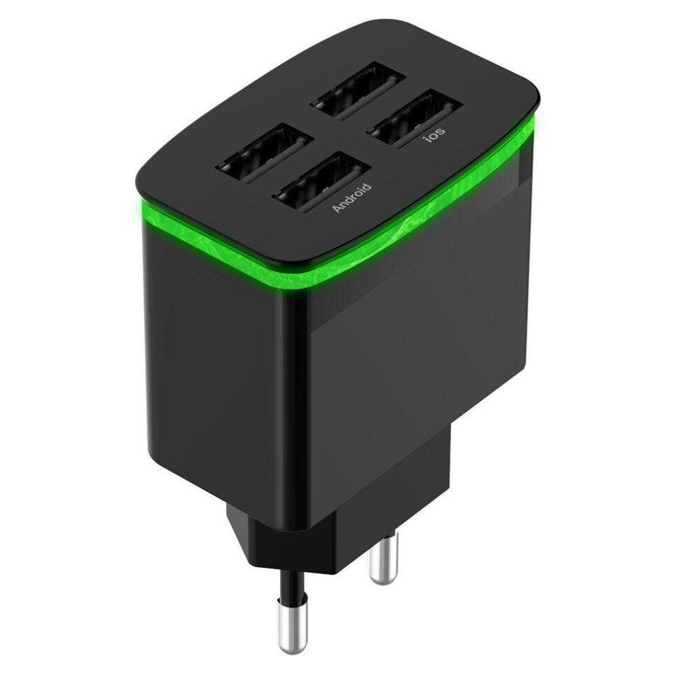4 Usb Port Qc3.0 Fast Charge 4A Usb Charger For Samsung For Iphone Xiaomi Huawei Color Black 7082497851276