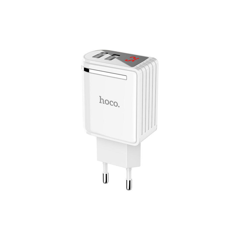 C39a 2.4A Dual Ports Digital Current Voltage Display Fast Usb Charger For Phone Tablet Color White 7082497855281