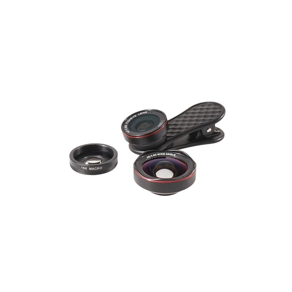Lq-048 3 In 1 0.6X Wide Anglelens 15X Macro Lens+Fisheye Camera Lens For Smartphones Color Black 7082497865792