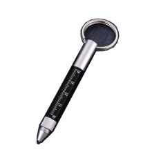 6 in 1 Retro Metal Multifunction Mini Ballpoint Pen Capacitive Touch Screen Stylus Drawing Pen with Scale BLACK COLOR