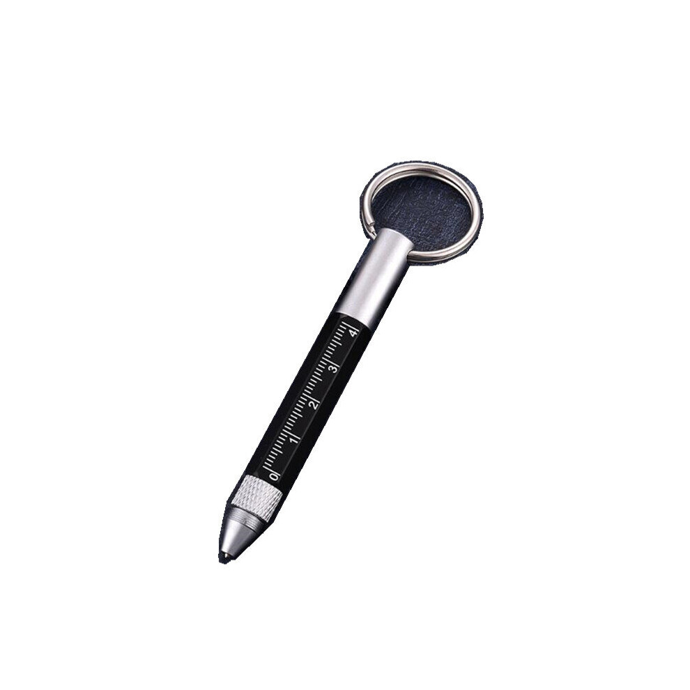 6 In 1 Retro Metal Multifunction Mini Ballpoint Pen Capacitive Touch Screen Stylus Drawing Pen With Scale Color Black 7082497851900