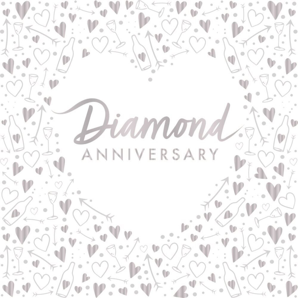 Creative Converting 16 Diamond 60Th Anniversary Paper Napkins, Diamond Wedding, 60Th Anniversary Party Napkin, Foiled Napkin, Diamond Wedding Anniversary Silver
