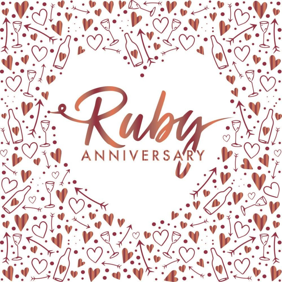 Creative Converting 16 Ruby Wedding Anniversary Paper Napkins, 40Th Anniversary Party Napkins, Foiled Napkins, Ruby Wedding Anniversary, 40Th Wedding Red