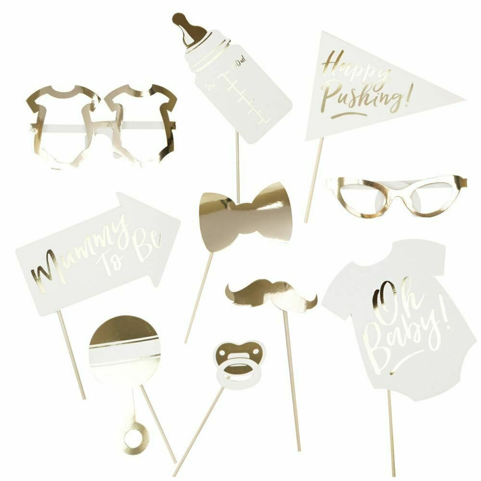 Gold Photo Booth Props, Baby Shower Game, Oh Baby Decorations, Neutral Baby Shower, Baby Shower Gift, Gender Reveal Party