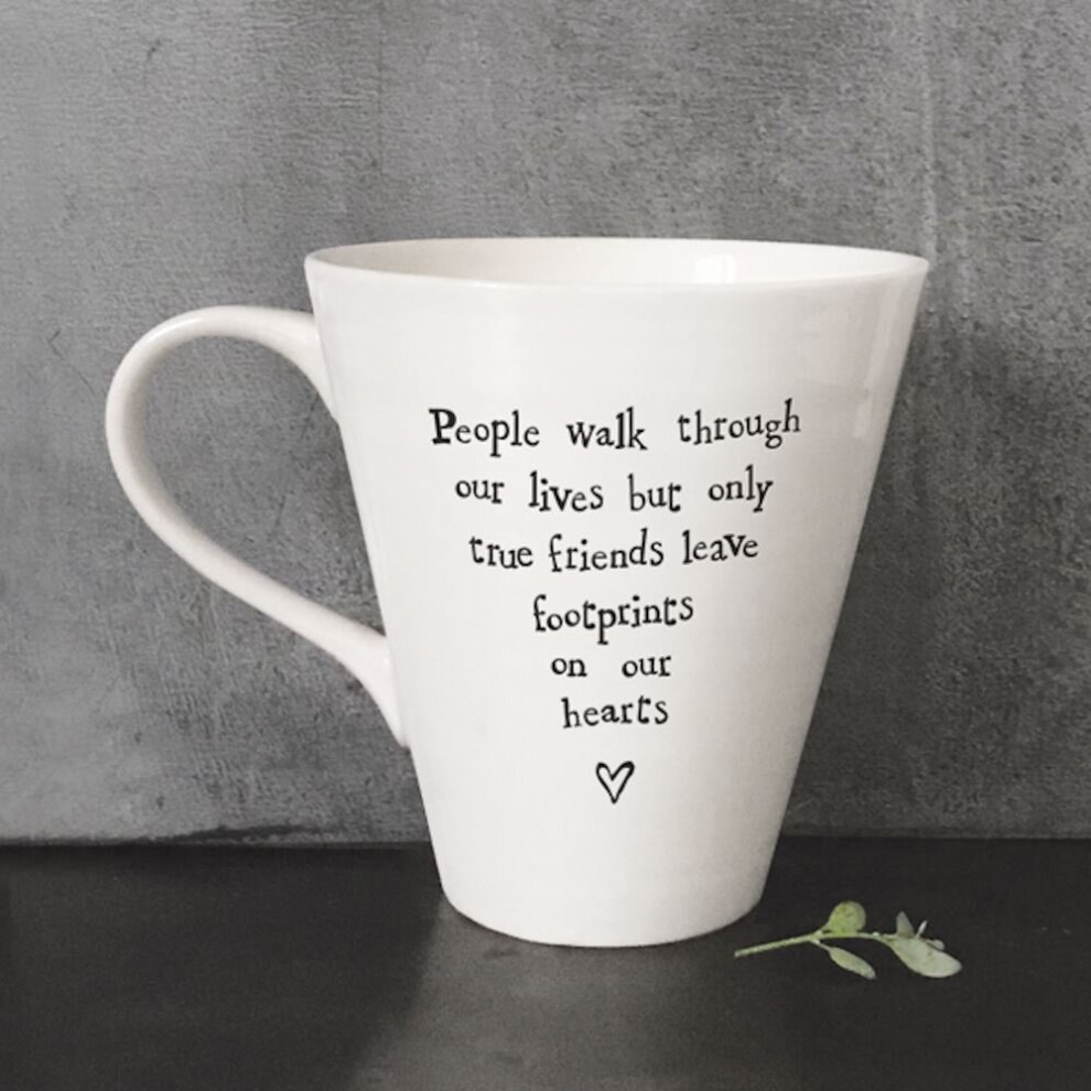 Porcelain Mug , 'True Friends Leave Footprints..' Birthday Keepsakes, Friendship Gifts, Porcelain Keepsake, Wedding Gifts, Isolation Gift