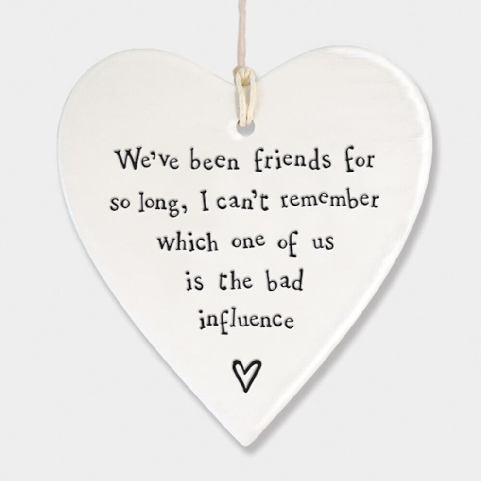 East Of India Isolation Gift, Porcelain Round Heart We've Been Friends., Porcelain Gift, Hanging Decoration, Wedding Gift, Porcelain Heart