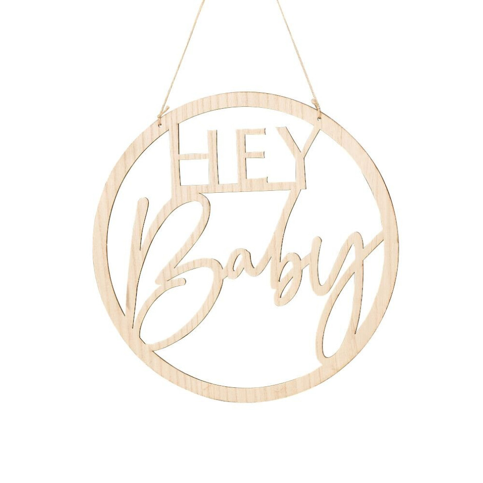 Hey Baby Wooden Sign, Baby Shower Decorations, Botanical Baby Shower Sign, Eco Baby Sign, Neutral Baby Shower Decor, New Baby Party