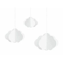 3 White Clouds Hanging Decoration, Baby Shower Decorations, Nursery School Hanging Clouds to Write On, Paper Cloud Decorations