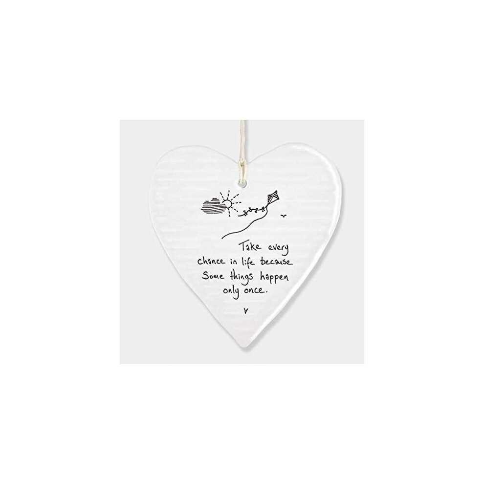 Isolation Gift Porcelain Hanging Heart 'take Every Chance..', Porcelain Gift, Hanging Decoration, Wedding Gift, Porcelain Heart