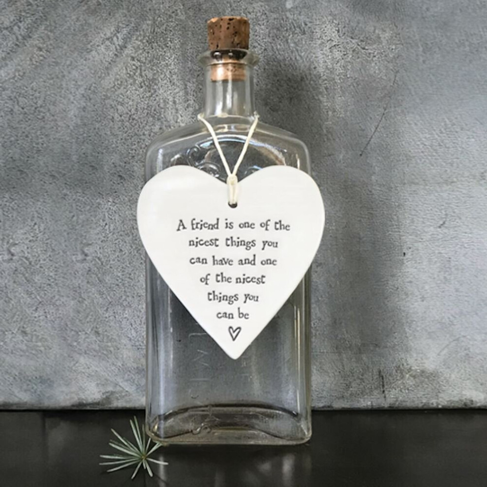 East Of India Isolation Gift Porcelain Hanging Heart 'A Friend Is One Of..', Porcelain Gift, Hanging Decoration, Wedding Gift, Porcelain Heart, Friendship