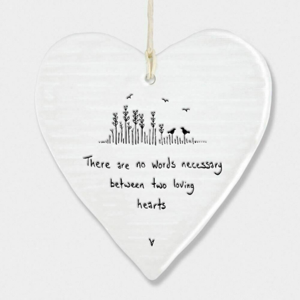 Isolation Gifts, East Of India Wobbly Heart 'There Are No Words..' Friend Porcelain Gift, Hanging Decoration, Wedding Gift, Porcelain Heart