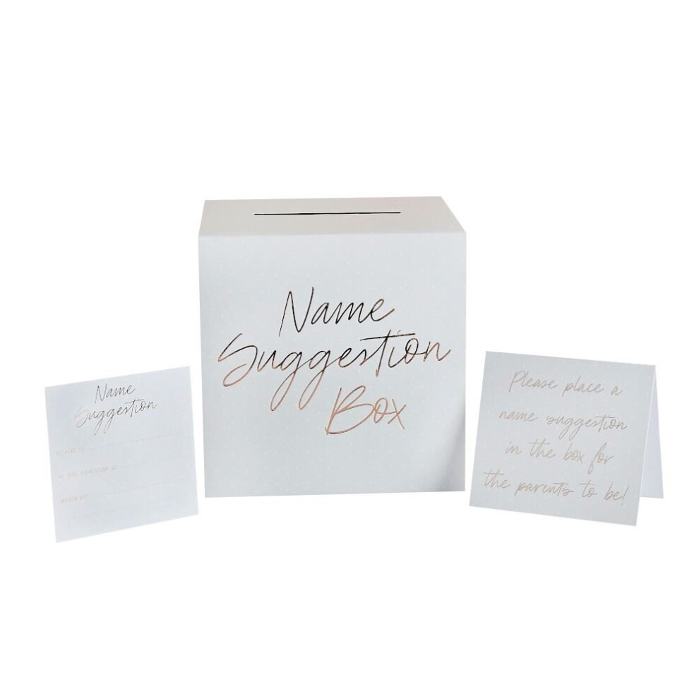 Club Green Baby Shower Name Suggestion Box & 30 Prediction Cards, Rose Gold Baby Shower Game, Baby Shower Keepsake, Gender Reveal Party, Rose Gold Baby