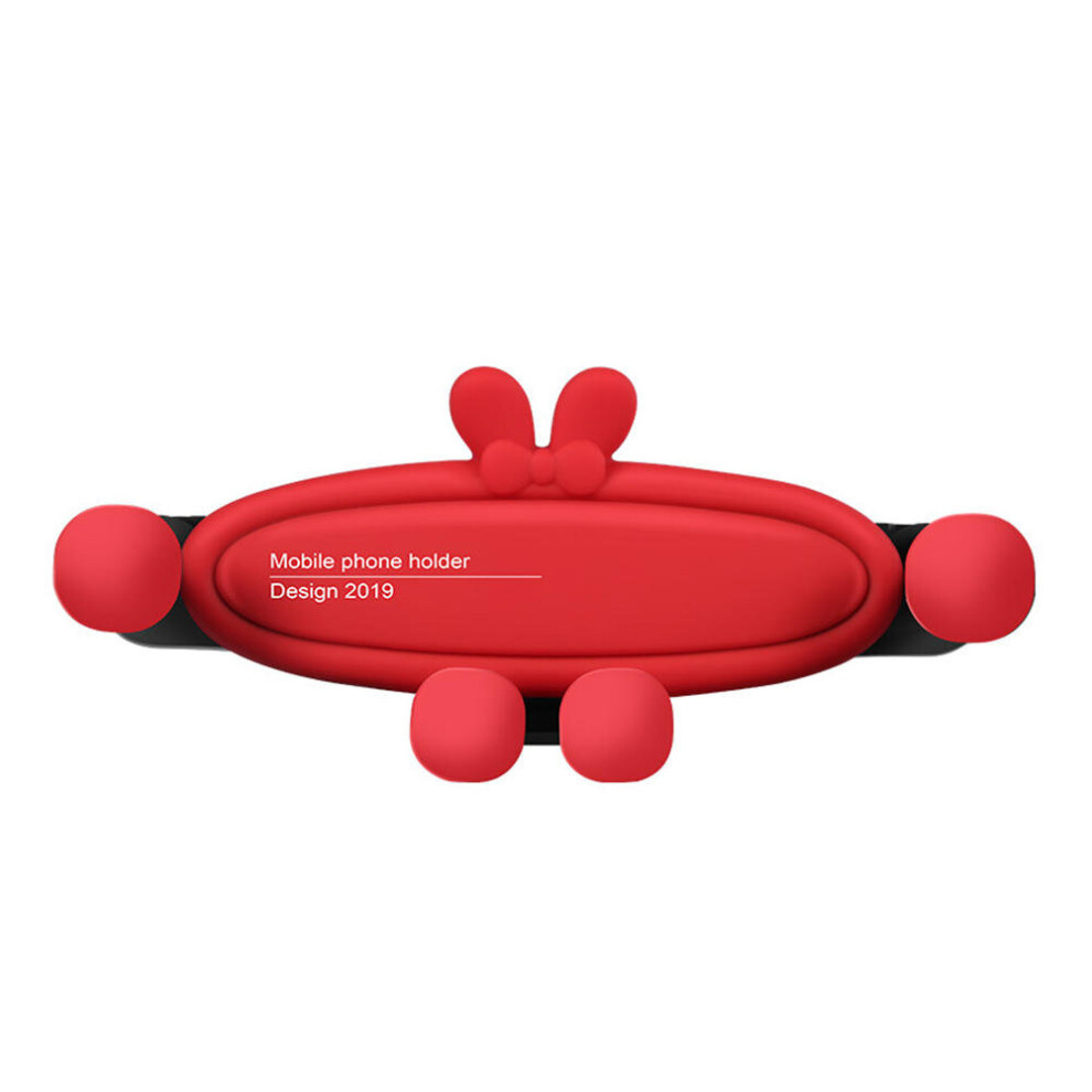 Mini Gravity Linkage Automatic Lock Air Vent Car Phone Holder For 4.0-6.5 Inch Smart Phone Rabbit Color Red 7082497857438