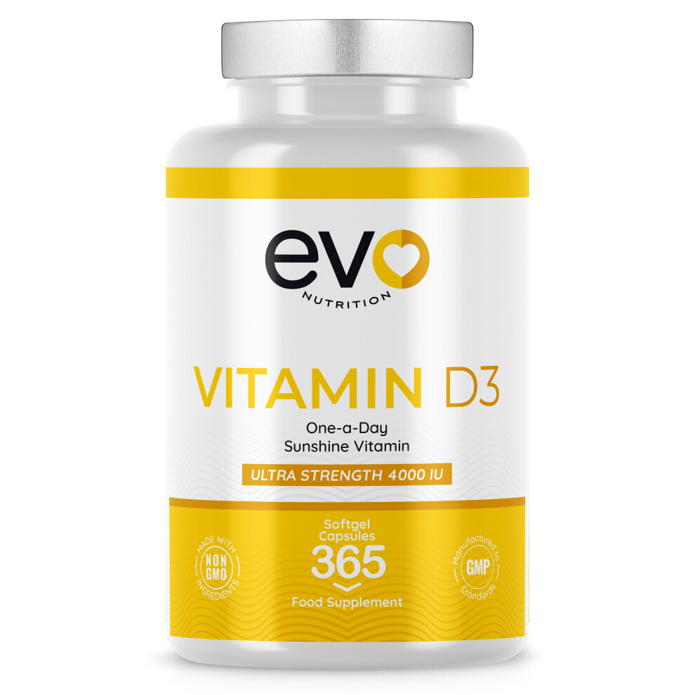 EVO Nutrition 4000 IU Vitamin D3 - 365 Allergen Free Softgels