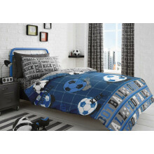 Bedlam Blue Single Football Reversible Children's Duvet Cover Set